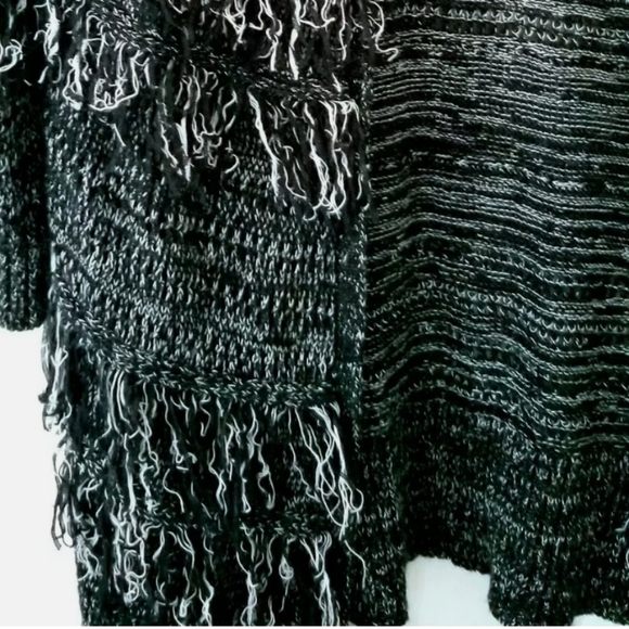 GYPSY BOHO Fringe Knit Cardigan Black Size S - Picture 7 of 9
